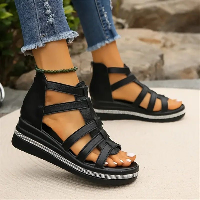 WW | Elegante Strasssandalen mit Keilabsatz