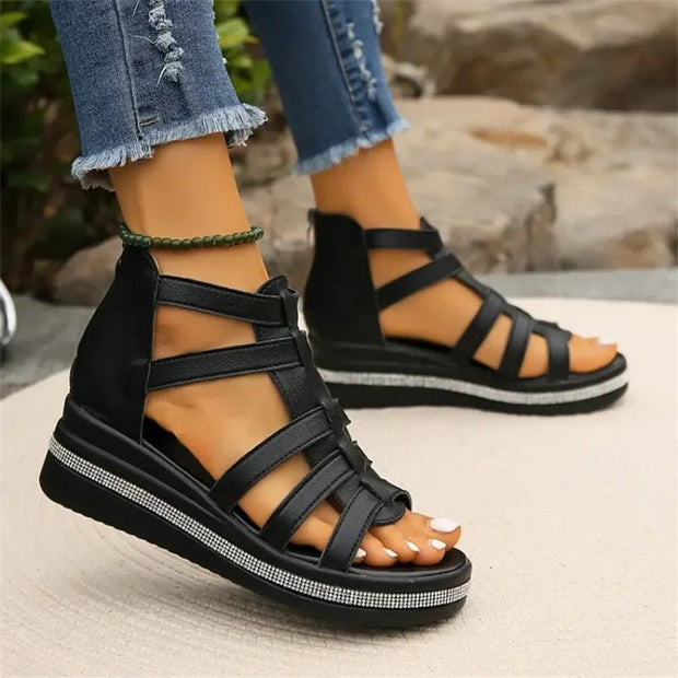WW | Elegante Strasssandalen mit Keilabsatz