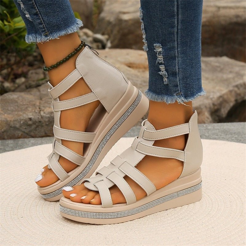 WW | Elegante Strasssandalen mit Keilabsatz
