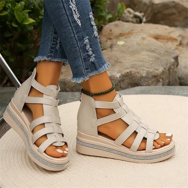WW | Elegante Strasssandalen mit Keilabsatz