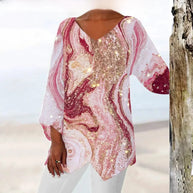 WW | Elegantes Damen Weinlese Oberteil Mit V-ausschnitt Stilvoll, Bequem & Vielseitig