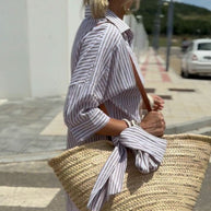 WW | Elegante Gestreifte Hemdkleid