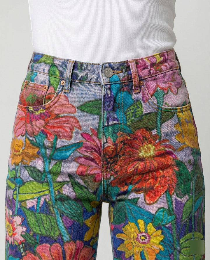 W&W Mode - Modische Jeans, Mit Auffälligem Blumenprint