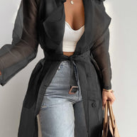 WW | Stilvoller Transparenter Langarmmantel