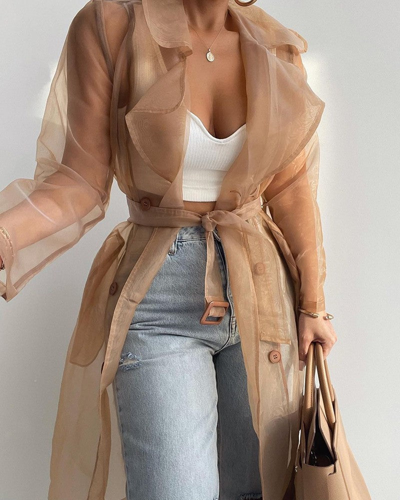 WW | Stilvoller Transparenter Langarmmantel