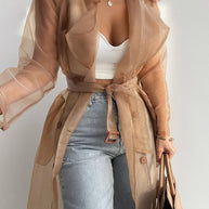 WW | Stilvoller Transparenter Langarmmantel