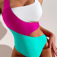 WW | Damen Hohe Taille Ausschnitt Einteiler Badeanzug