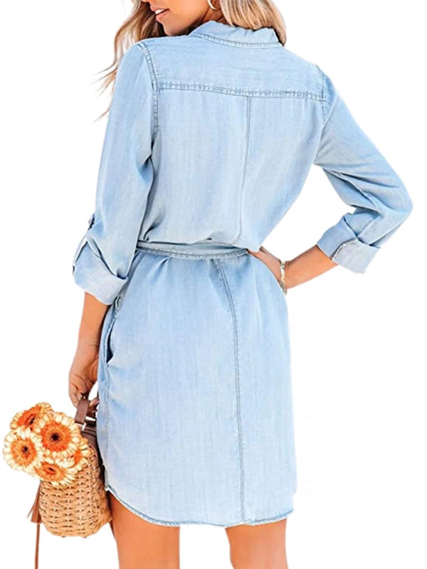 W&W Mode | Mode Frauen Entspanntes Denim Kleid