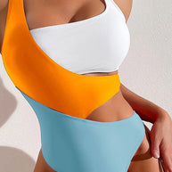 WW | Damen Hohe Taille Ausschnitt Einteiler Badeanzug