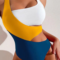 WW | Damen Hohe Taille Ausschnitt Einteiler Badeanzug