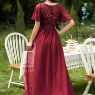 WW | Glänzendes Netz Blütenblattkleid Glänzendes Abendkleid