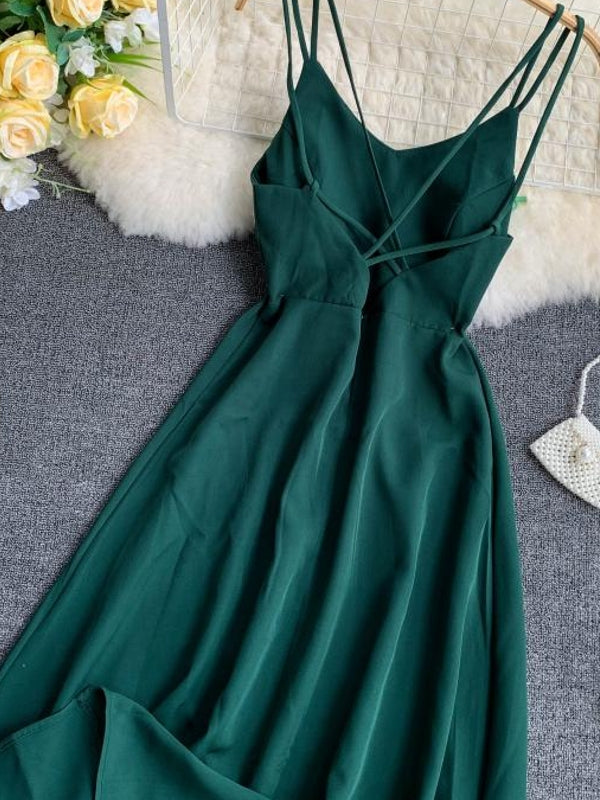 W&W Mode | Smaragdgrünes Maxi Kleid Baumwollspitze Trägerlos Lang Frauen Sexy Kleid