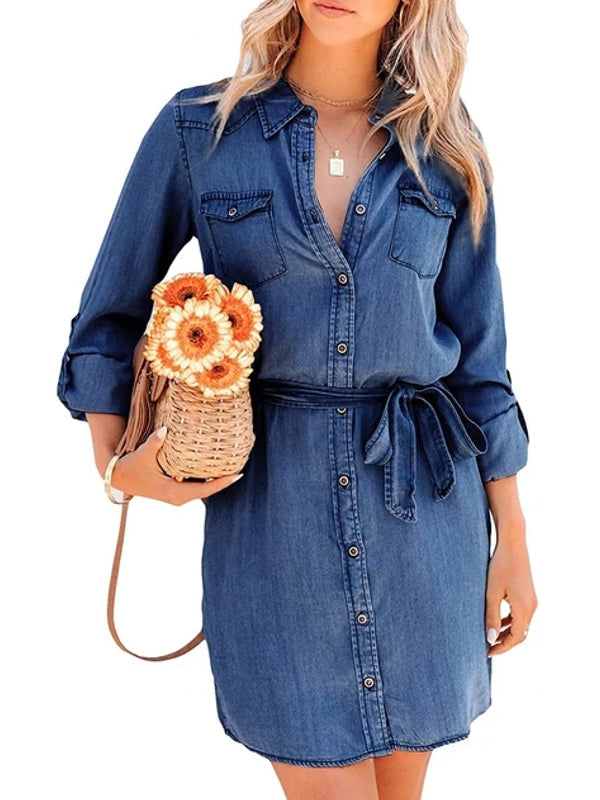 W&W Mode | Mode Frauen Entspanntes Denim Kleid