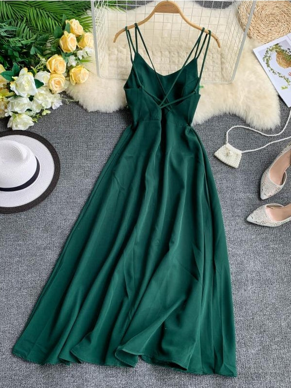 W&W Mode | Smaragdgrünes Maxi Kleid Baumwollspitze Trägerlos Lang Frauen Sexy Kleid