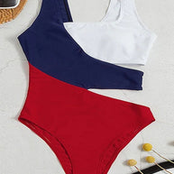 WW | Damen Hohe Taille Ausschnitt Einteiler Badeanzug