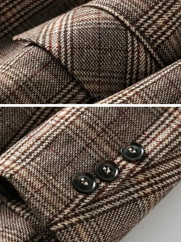 WW | Büro Damen Kariert Blazer Langarm Lässig Jacke