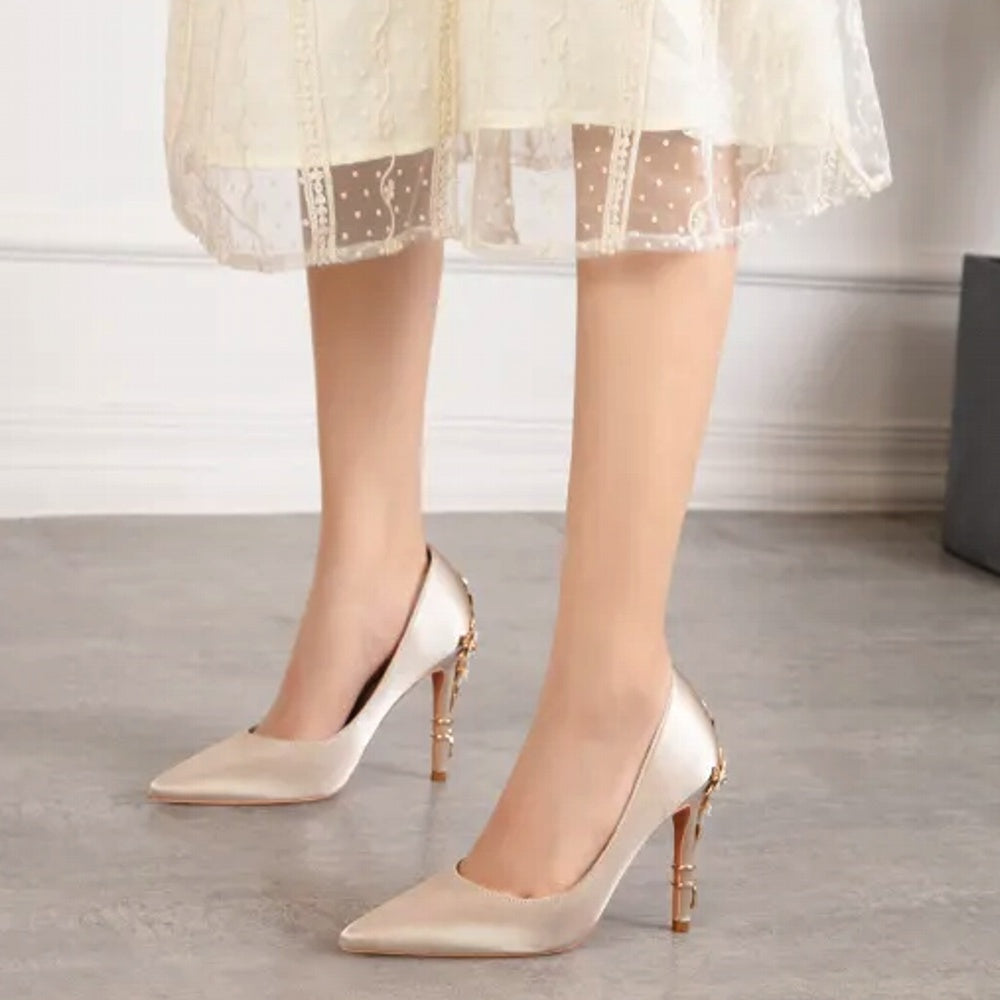 Damen Metallic-Stiletto-Pumps mit verstellbarem Riemen