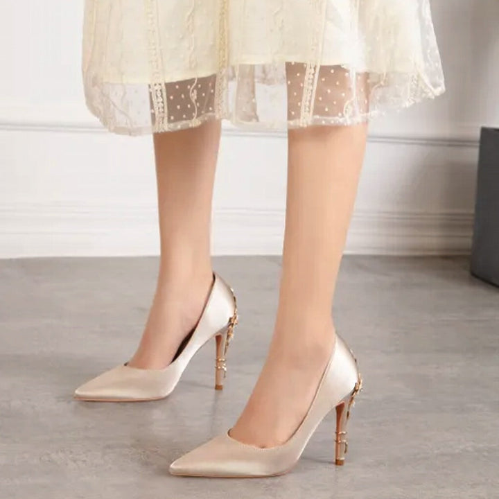 Damen Metallic-Stiletto-Pumps mit verstellbarem Riemen