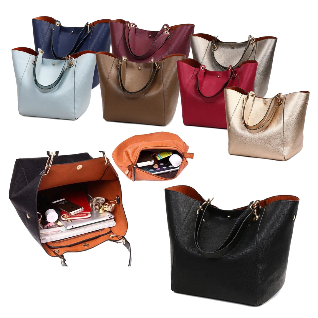 Damen PU-Ledertasche mit mehreren Innenfächern und Schulterriemen