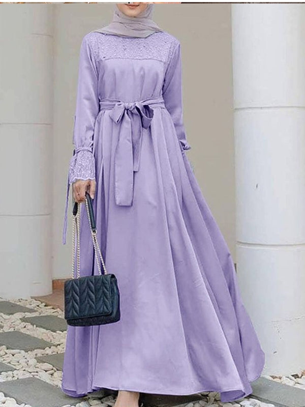 WW | Abaya Schal Lange Ärmel Bequem Muslima Kleid Maxi Kleider