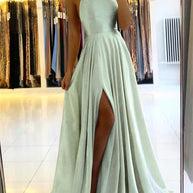 WW | Damen Spaghetti Satin Prom Maxi Kleid