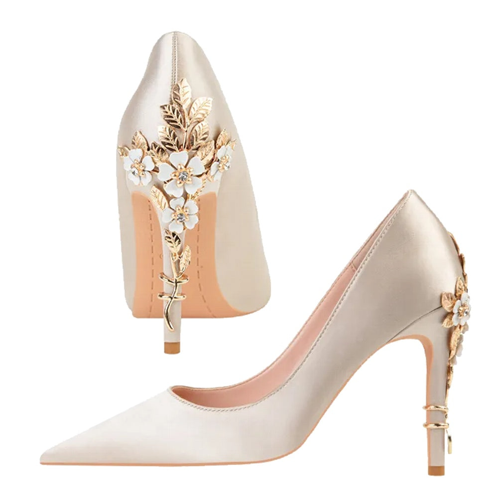 Damen Metallic-Stiletto-Pumps mit verstellbarem Riemen