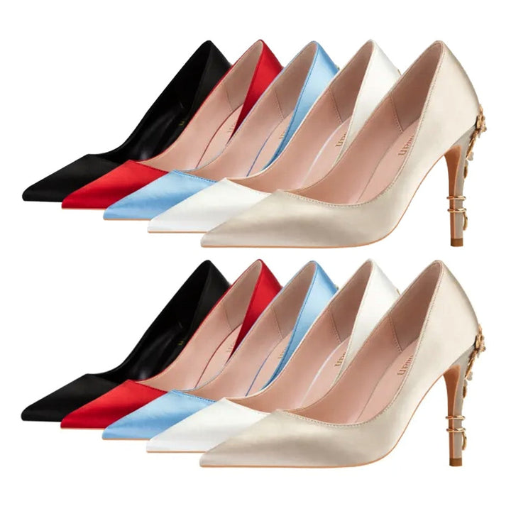 Damen Metallic-Stiletto-Pumps mit verstellbarem Riemen