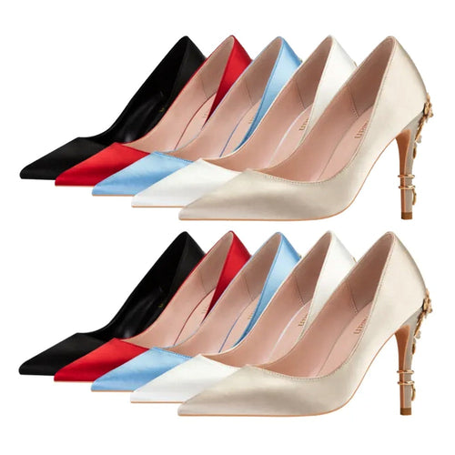 Damen Metallic-Stiletto-Pumps mit verstellbarem Riemen
