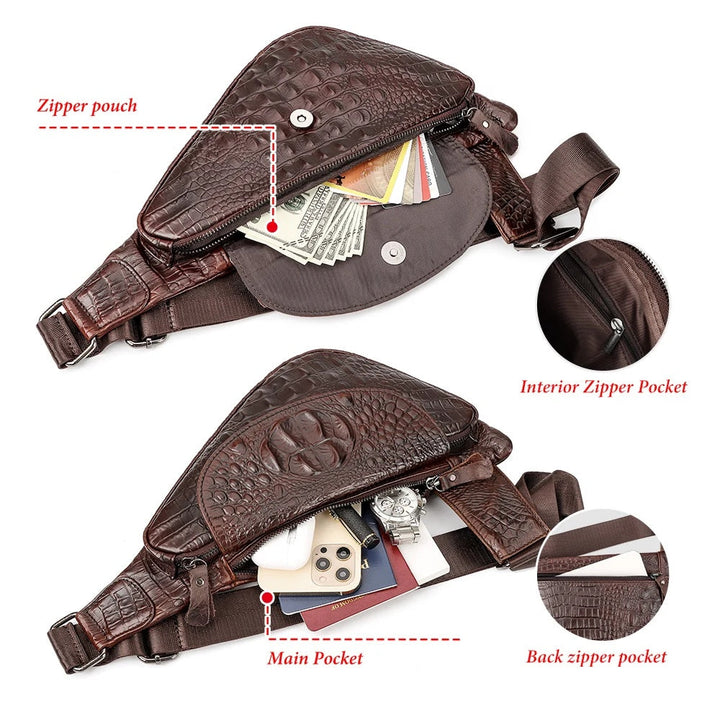 Leder-Umhängetasche mit Innentaschen und Handytasche