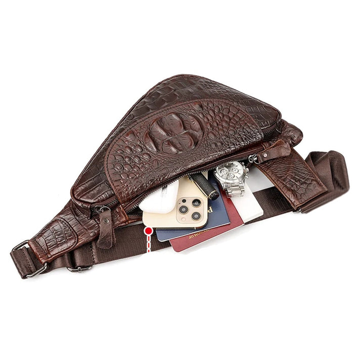 Leder-Umhängetasche mit Innentaschen und Handytasche