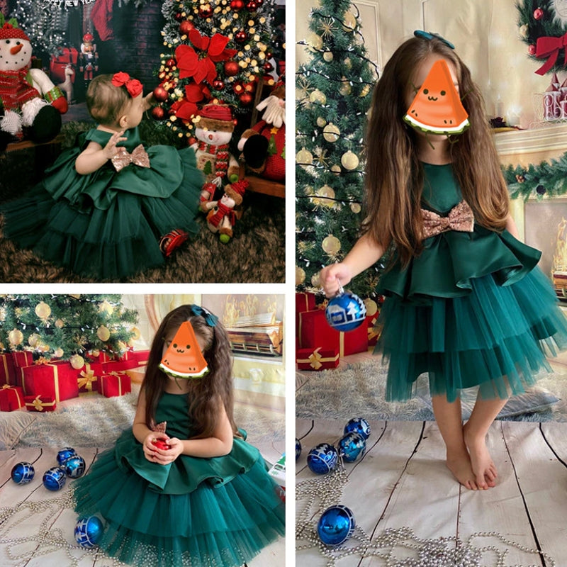 WW | Mädchenkleid für Babys Große Schleife Taufkleid Festkleider