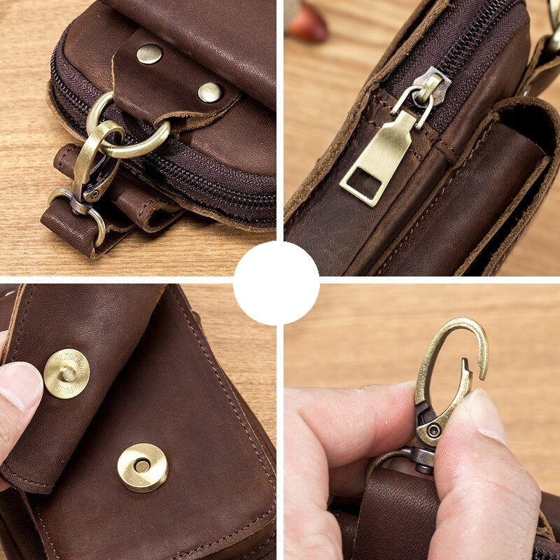 WW | Hochwertige Leder 7 Zoll Telefon Geschenk Gürtel Tasche