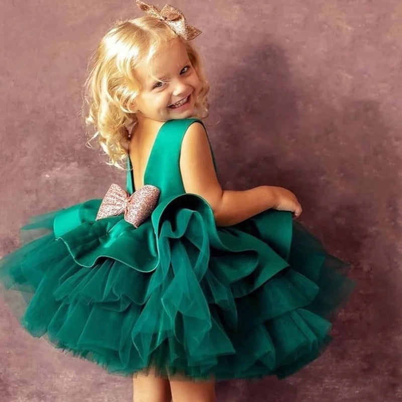W&W Mode | Mädchenkleid für Babys Große Schleife Taufkleid Festkleider