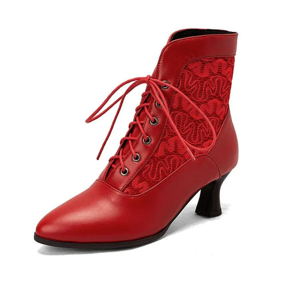 WW | Damen Stiefeletten Leder Schnürschuhe Moderne Schuhe