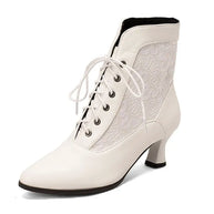 WW | Damen Stiefeletten Leder Schnürschuhe Moderne Schuhe