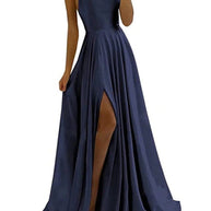 WW | Damen Spaghetti Satin Prom Maxi Kleid