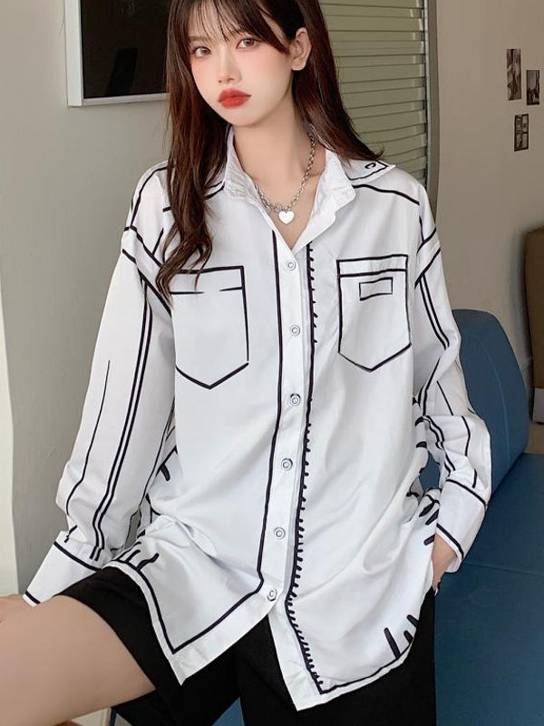 WW | Taivas Graffiti Print Blusen Neue Stylische Damenblusen