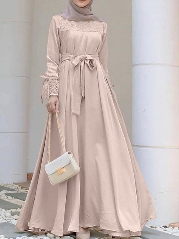 WW | Abaya Schal Lange Ärmel Bequem Muslima Kleid Maxi Kleider