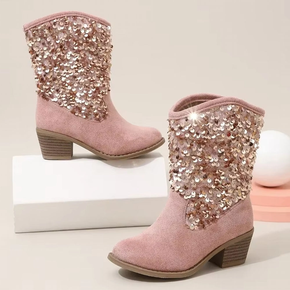 WW | Mode Kinder Mädchen Chelsea Schuhe Glitzer Dicke Absätze