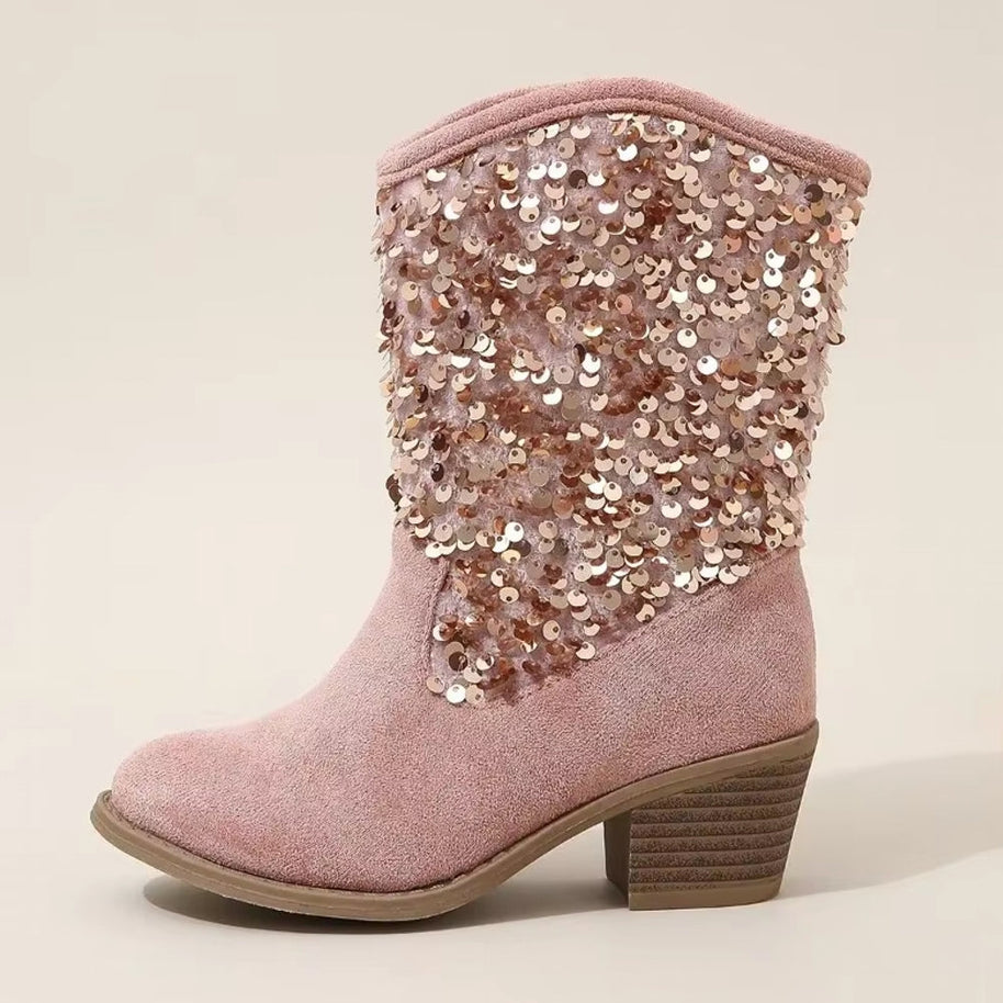 WW | Mode Kinder Mädchen Chelsea Schuhe Glitzer Dicke Absätze