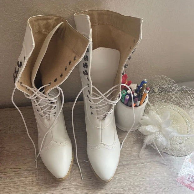 WW | Retro Ritter Stiefel für Damen Cosplay High Heels