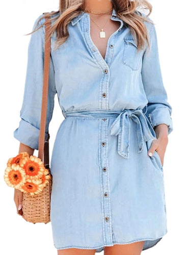 W&W Mode | Mode Frauen Entspanntes Denim Kleid