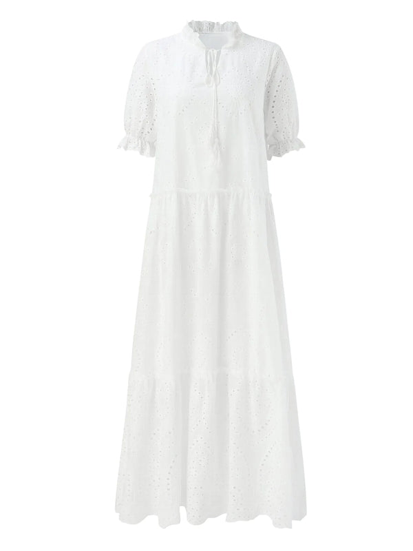 WW | Weiß Plus-Size Rüschenkleid