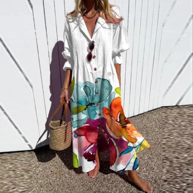 WW | V-ausschnitt Boho Kleid