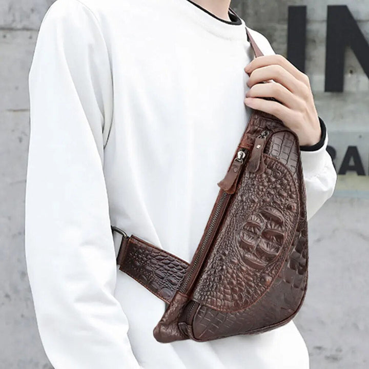 Leder-Umhängetasche mit Innentaschen und Handytasche