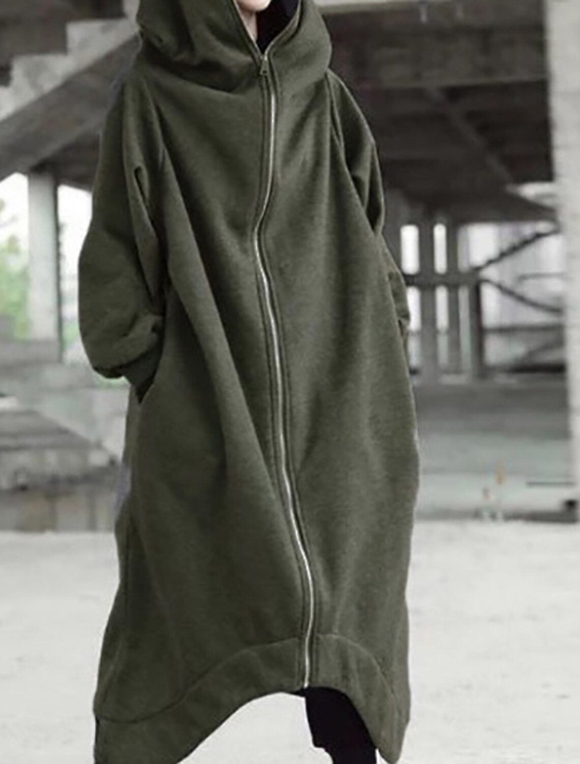 WW Eleganz - Vielseitiger langer Mantel mit Kapuze