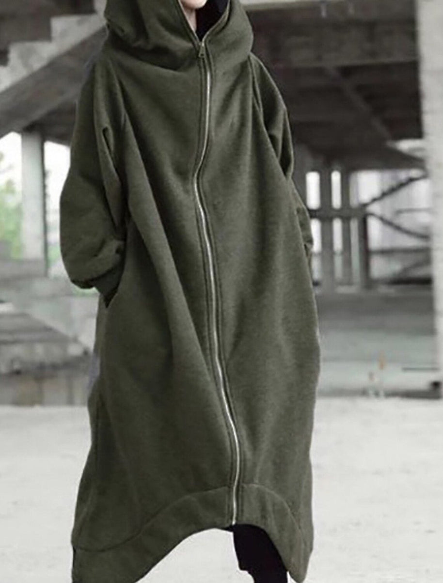 WW Eleganz - Vielseitiger langer Mantel mit Kapuze