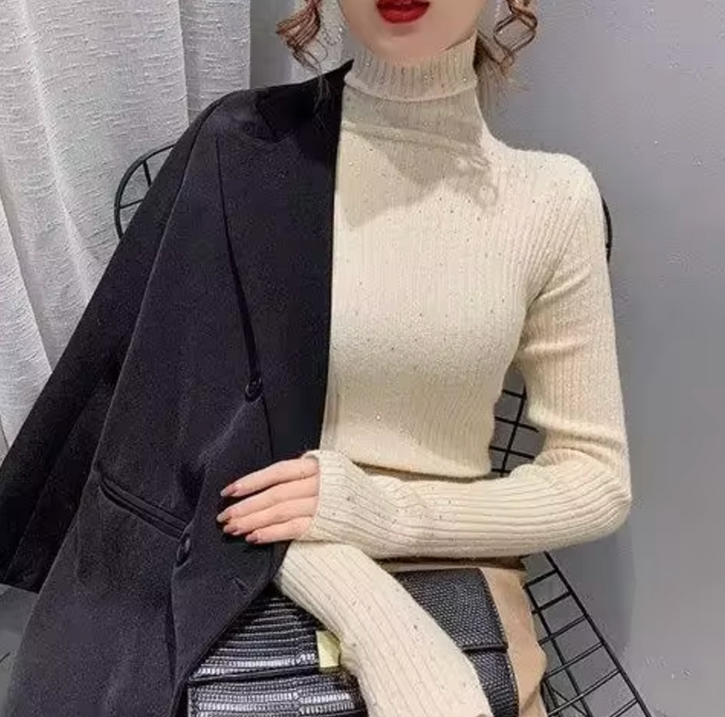 WW | Strickpullover mit Rollkragen und Glitzer