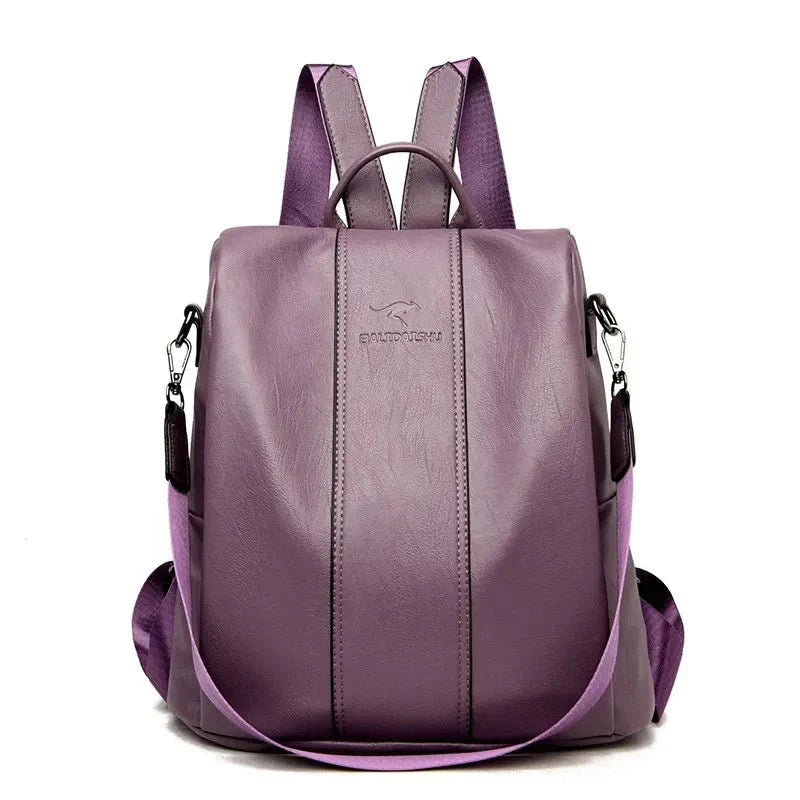 W&W Mode – Damen-Lederrucksack mit dickem und strapazierfähigem PU-Leder, weichen Tragegurten, mehreren Reißverschlussfächern