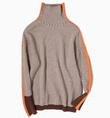 W&W Mode | Rollkragenpullover im Farbblockdesign